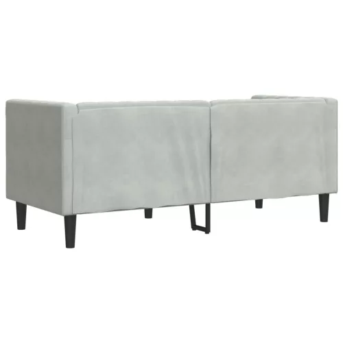 2 személyes világoszöld bársony Chesterfield kanapé párnákkal