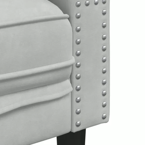 2 személyes világoszöld bársony Chesterfield kanapé párnákkal