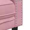 2 személyes rózsaszín bársony Chesterfield kanapé párnákkal