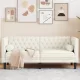 2 személyes krémszínű bársony Chesterfield kanapé párnákkal