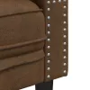 2 személyes barna műbőr Chesterfield kanapé hengerpárnákkal