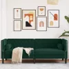 3 személyes sötétzöld bársony Chesterfield kanapé párnákkal