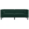 3 személyes sötétzöld bársony Chesterfield kanapé párnákkal