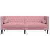 3 személyes rózsaszín bársony Chesterfield kanapé párnákkal