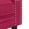 3 személyes bordó bársony Chesterfield kanapé hengerpárnákkal