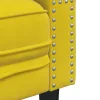 3 személyes sárga bársony Chesterfield kanapé hengerpárnákkal