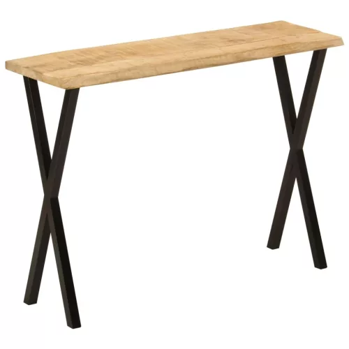 Tömör mangófa konzolasztal természetes éllel 105 x 33 x 76 cm