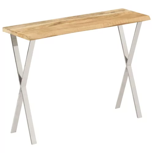 Tömör mangófa konzolasztal természetes éllel 105 x 33 x 76 cm