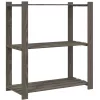 3 szintes szürke tömör fenyőfa tárolóállvány 80x38x90 cm