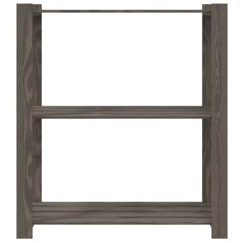 3 szintes szürke tömör fenyőfa tárolóállvány 80x38x90 cm