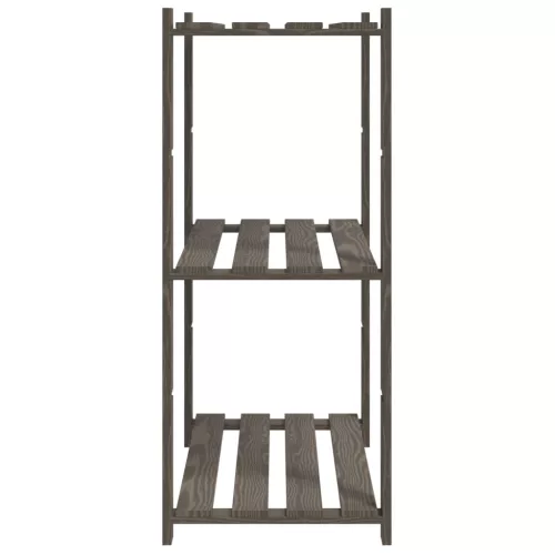 3 szintes szürke tömör fenyőfa tárolóállvány 80x38x90 cm