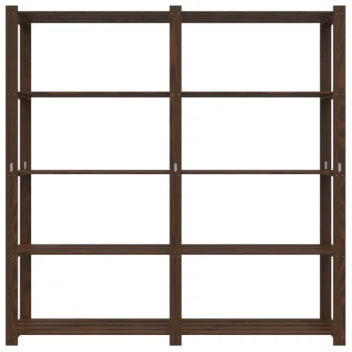 5 szintes barna tömör fenyőfa tárolóállvány 170 x 38 x 170 cm