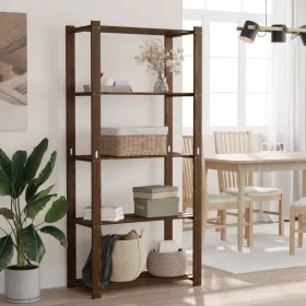   5 szintes barna tömör fenyőfa tárolóállvány 80 x 38 x 170 cm
