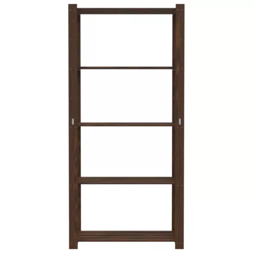 5 szintes barna tömör fenyőfa tárolóállvány 80 x 38 x 170 cm