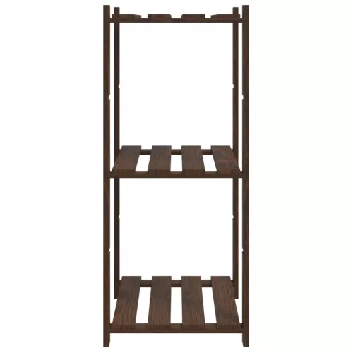 3 szintes barna tömör fenyőfa tárolóállvány 60 x 38 x 90 cm