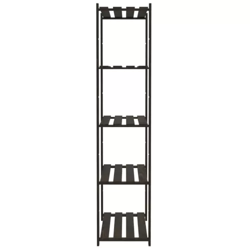 5 szintes fekete tömör fenyőfa tárolóállvány 80x38x170 cm