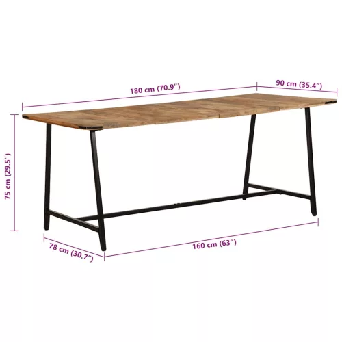 Tömör mangófa étkezőasztal 180x90x75 cm