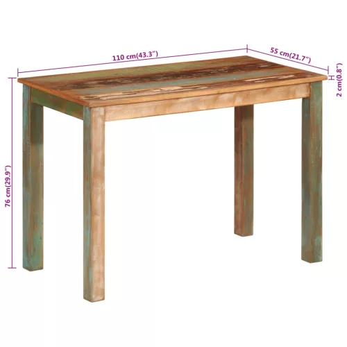 Tömör újrahasznosított fa étkezőasztal 110 x 55 x 76 cm