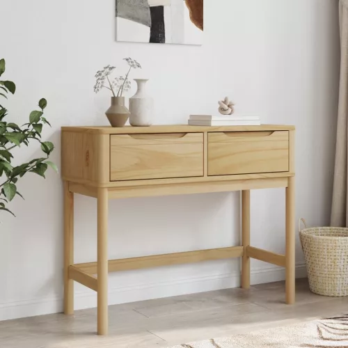 FLORO viaszbarna tömör fenyőfa tálalóasztal 89,5 x 36,5 x 73 cm