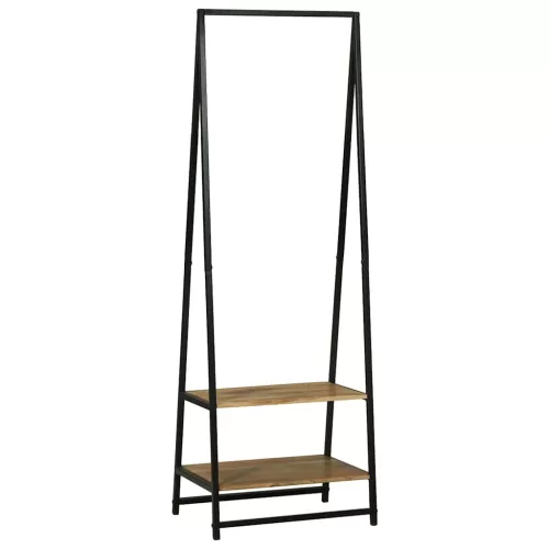 Ruhafogó polcokkal Fekete 60 x 45 x 180 cm Tömör akácfa