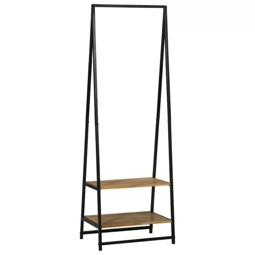 Ruhafogó polcokkal Fekete 60 x 45 x 180 cm Tömör akácfa