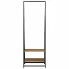 Ruhafogó polcokkal Fekete 60 x 45 x 180 cm Tömör akácfa