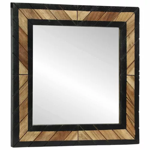 Tükör tükörrel Fekete és Barna 50 x 2 x 50 cm Tömör Fa Akácia