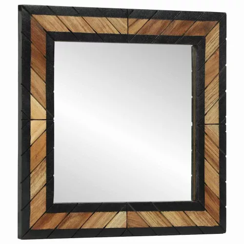 Tükör tükörrel Fekete és Barna 50 x 2 x 50 cm Tömör Fa Akácia