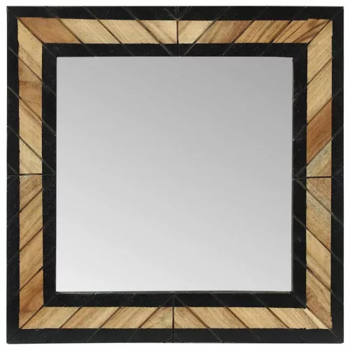 Tükör tükörrel Fekete és Barna 50 x 2 x 50 cm Tömör Fa Akácia