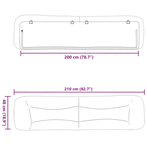 Fehér műbőr fejtámla párna Hvar 200 cm