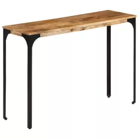 Barna tömör mangófa és vas konzolasztal 110 x 35 x 76 cm
