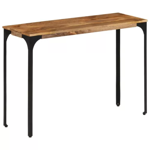 Barna tömör mangófa és vas konzolasztal 110 x 35 x 76 cm