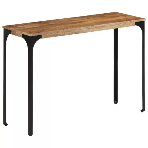 Barna tömör mangófa és vas konzolasztal 110 x 35 x 76 cm