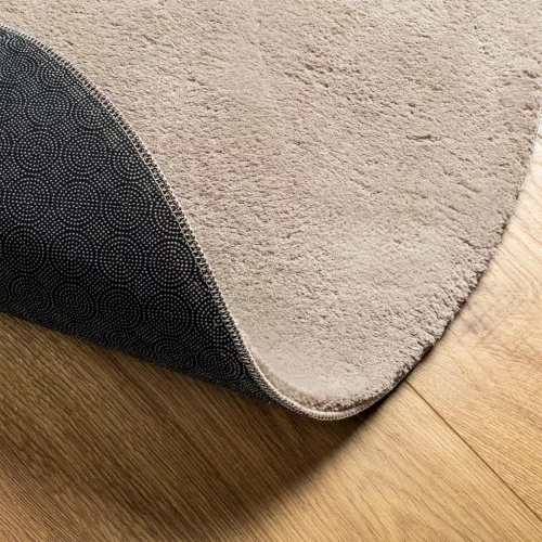 HUARTE homokszínű rövid szálú puha és mosható szőnyeg Ø 80 cm