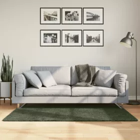  HUARTE erdőzöld rövid szálú puha és mosható szőnyeg 80 x 150 cm