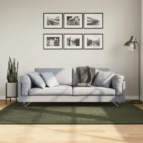   HUARTE erdőzöld rövid szálú puha és mosható szőnyeg 140x200 cm
