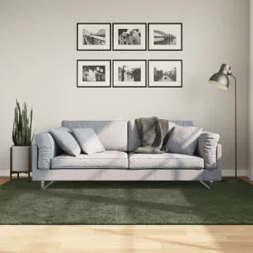   HUARTE erdőzöld rövid szálú puha és mosható szőnyeg 160x230 cm