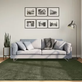   HUARTE erdőzöld rövid szálú puha és mosható szőnyeg 200x200 cm