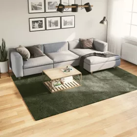   HUARTE erdőzöld rövid szálú puha és mosható szőnyeg 200x280 cm