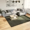 HUARTE erdőzöld rövid szálú puha és mosható szőnyeg 240x240 cm