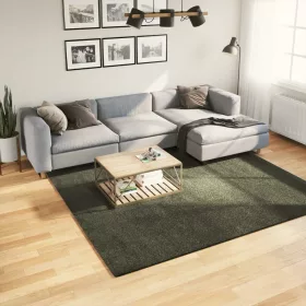   HUARTE erdőzöld rövid szálú puha és mosható szőnyeg 240x240 cm