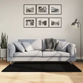   HUARTE fekete rövid szálú puha és mosható szőnyeg 80 x 150 cm