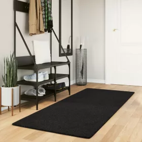  HUARTE fekete rövid szálú puha és mosható szőnyeg 80 x 200 cm
