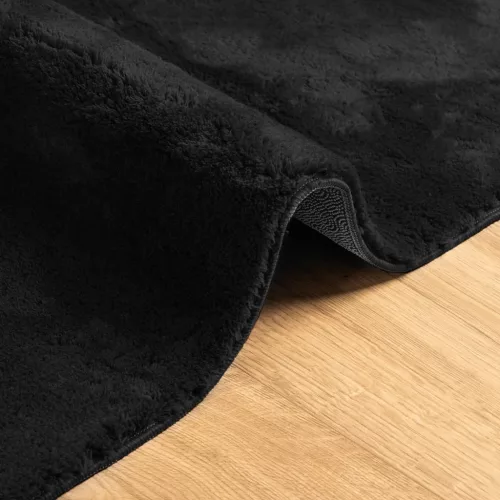 HUARTE fekete rövid szálú puha és mosható szőnyeg 80 x 250 cm