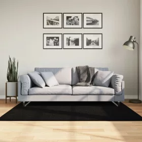   HUARTE fekete rövid szálú puha és mosható szőnyeg 120 x 170 cm