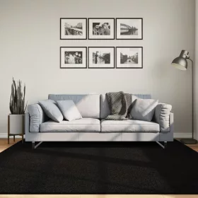   HUARTE fekete rövid szálú puha és mosható szőnyeg 200 x 200 cm