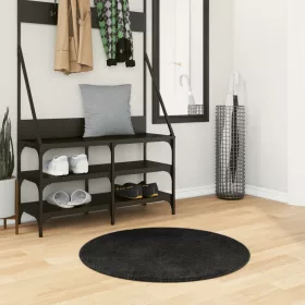   HUARTE fekete rövid szálú puha és mosható szőnyeg Ø 80 cm