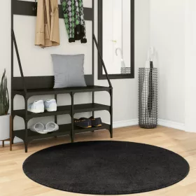   HUARTE fekete rövid szálú puha és mosható szőnyeg Ø 120 cm