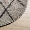 PAMPLONA bézs és antracit bolyhos modern szőnyeg Ø 100 cm