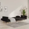 Kétszemélyes fekete szövet kanapéágy két párnával